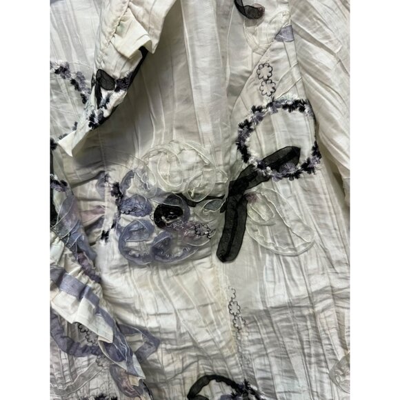 Vintage Carina Ruffle Blouse Abstract Floral Long Sleeve Size Small - Picture 3 of 9